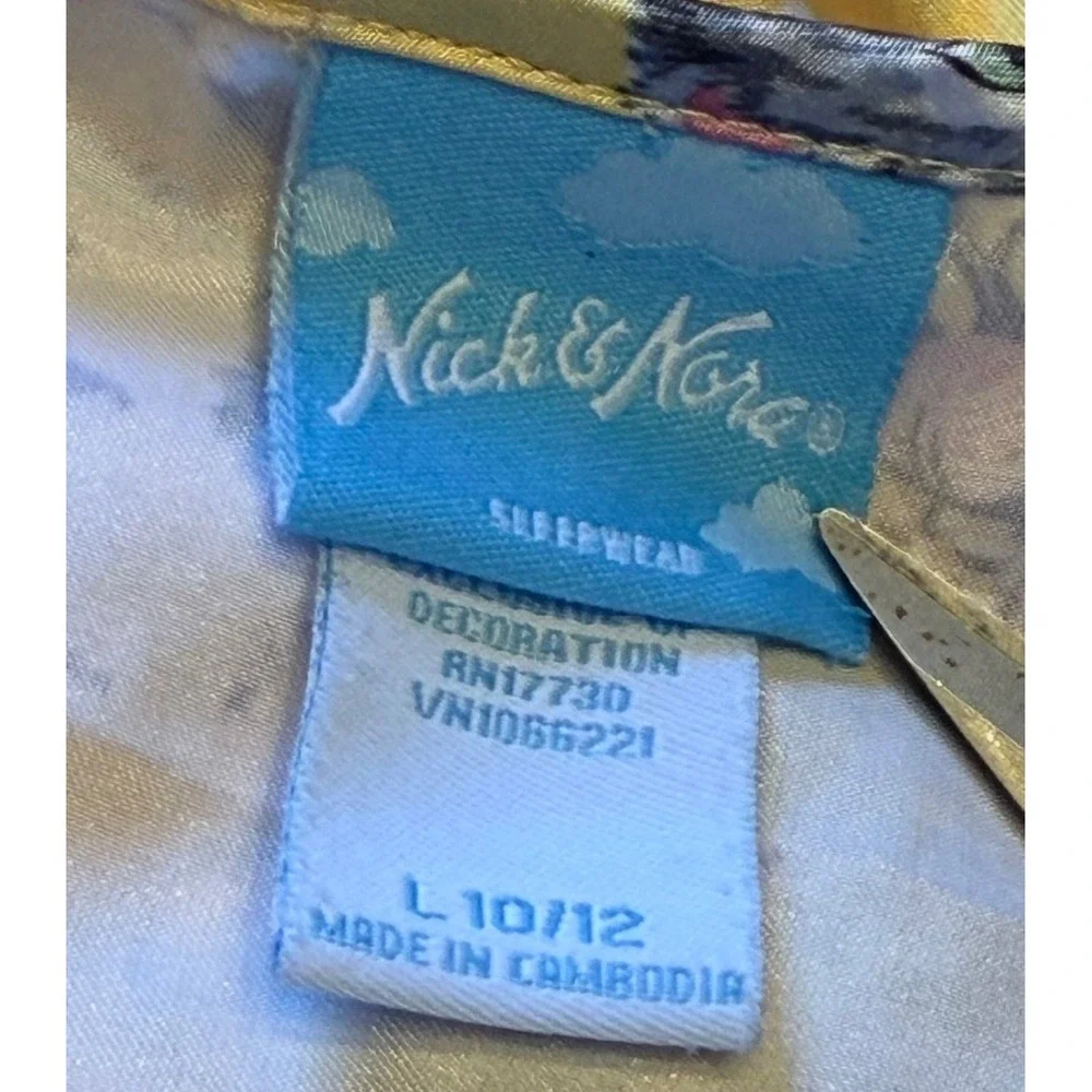 Y2K Nick & Nora Cat Kitten Days of the Week Satin‎ Nightgown Girls Large 10/12